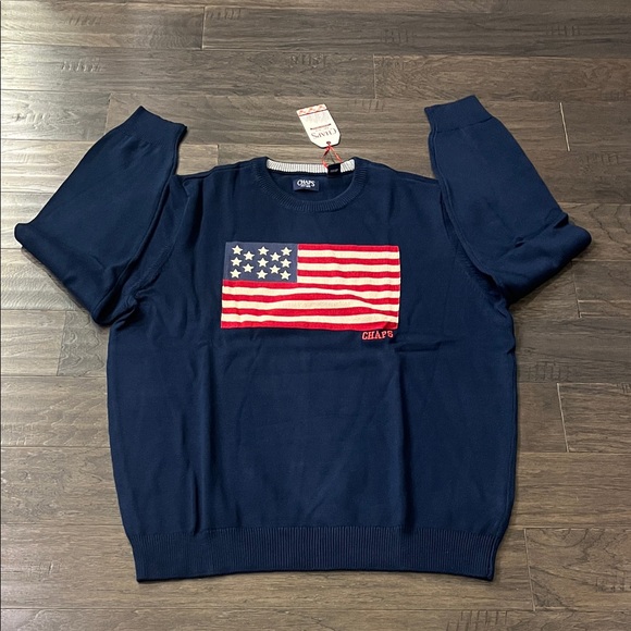 Chaps Ralph Lauren American Flag USA Crew Sweater new Navy Blue Mens Size XXL